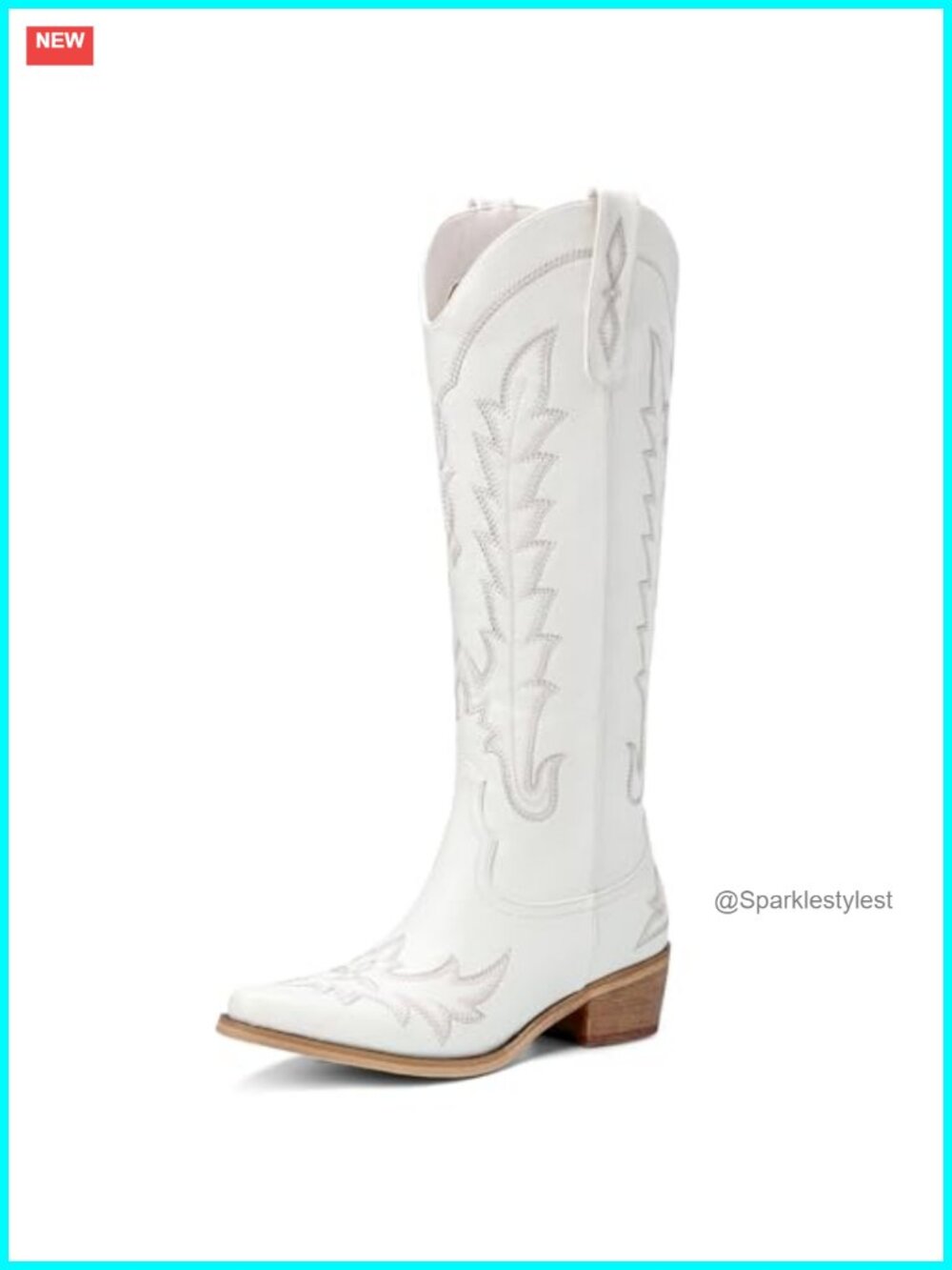 Knee High Pointed Toe Chunky Heel Pull On Western Cowgirl Boots